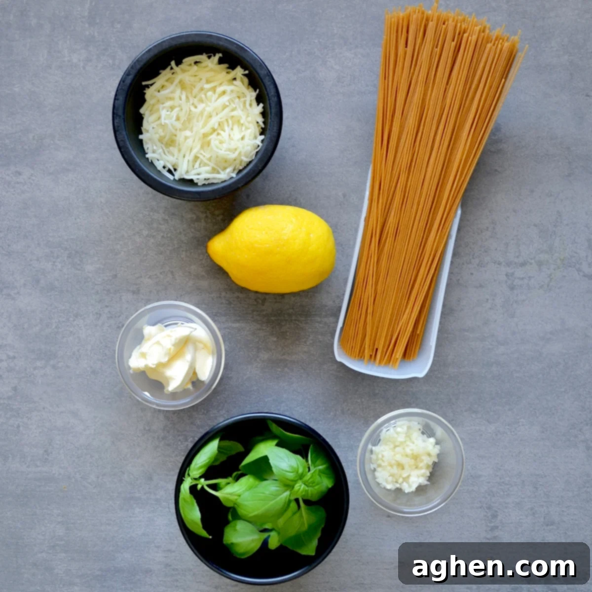 Ingredients needed to make lemon pasta