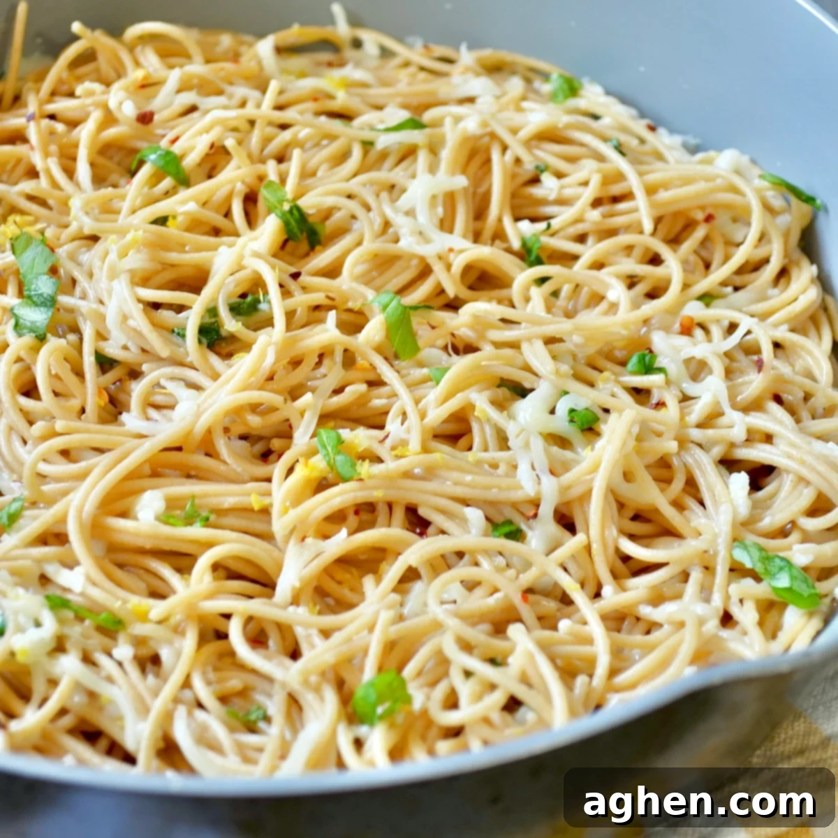 Finished Weight Watchers Lemon Butter Spaghetti