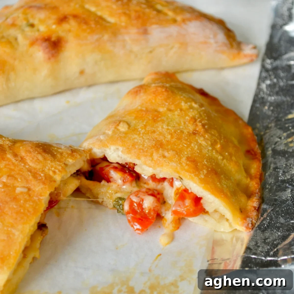 Calzones with cheese and tomatoes