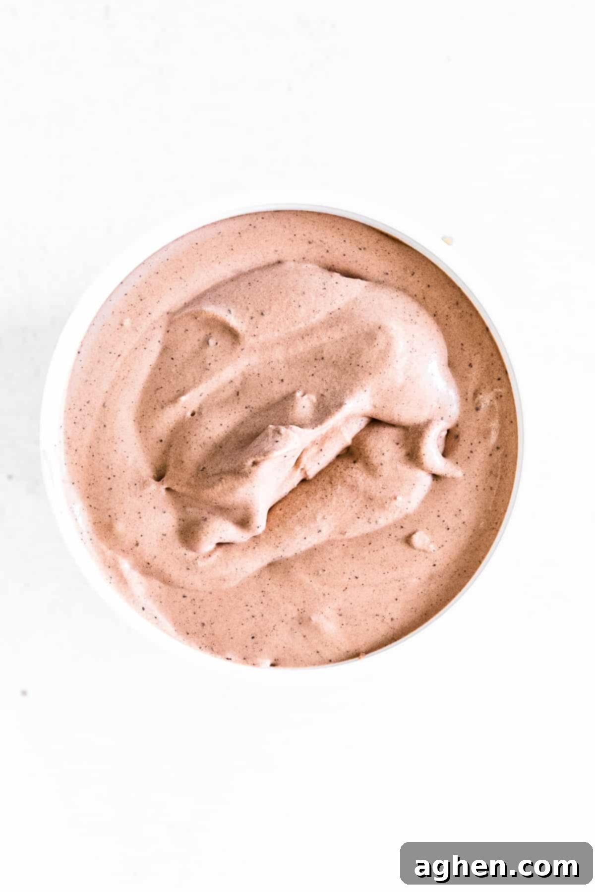 homemade chocolate ice cream in silicone tub