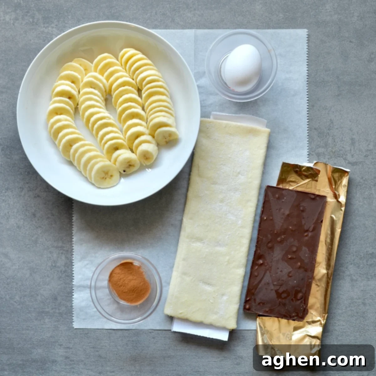 Chocolate Banana Puff Braid 3 ingredients needed to make chocolate puff pastry braid