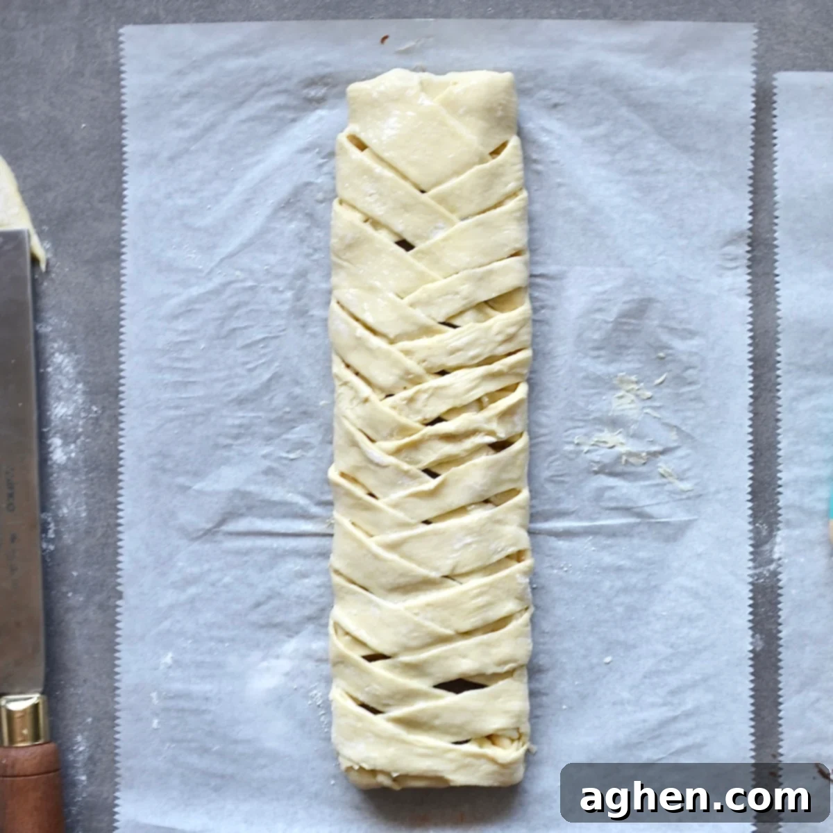 Chocolate Banana Puff Braid 6 Braided puff pastry dough