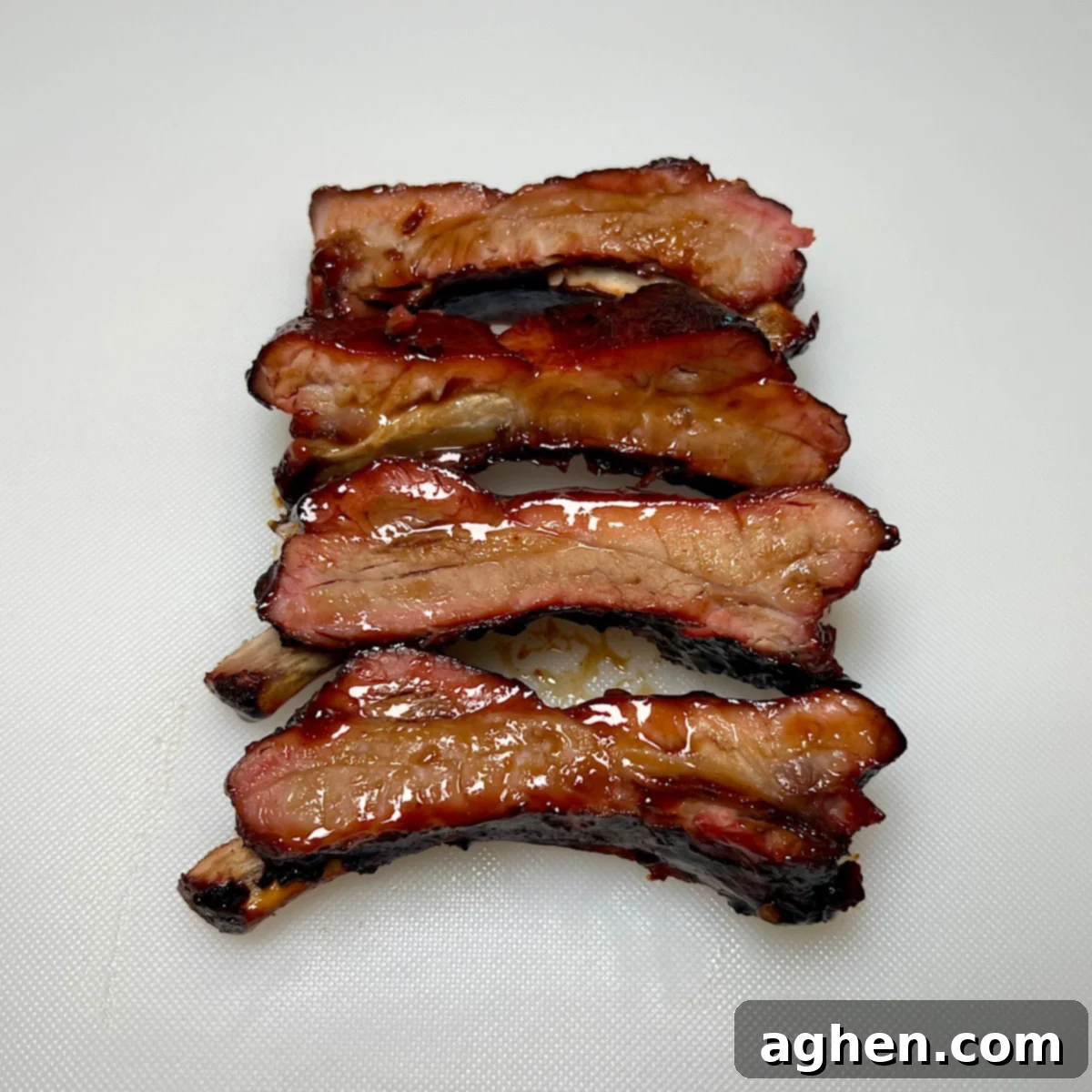 individually cut asian glazed smoked baby back ribs