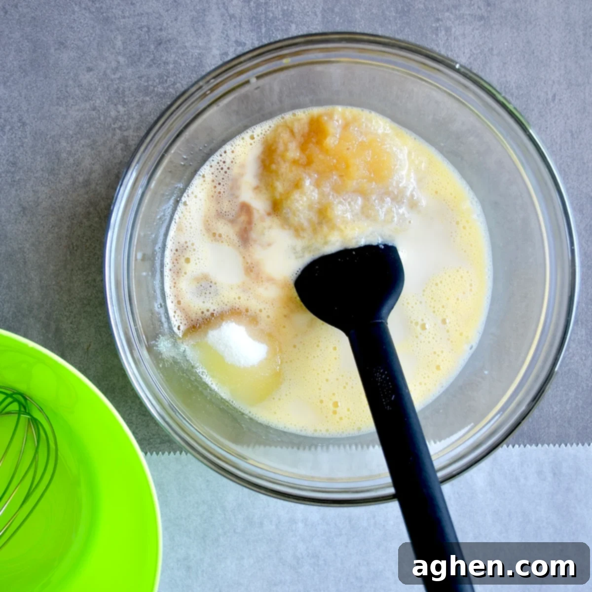 Mixing wet ingredients for baking