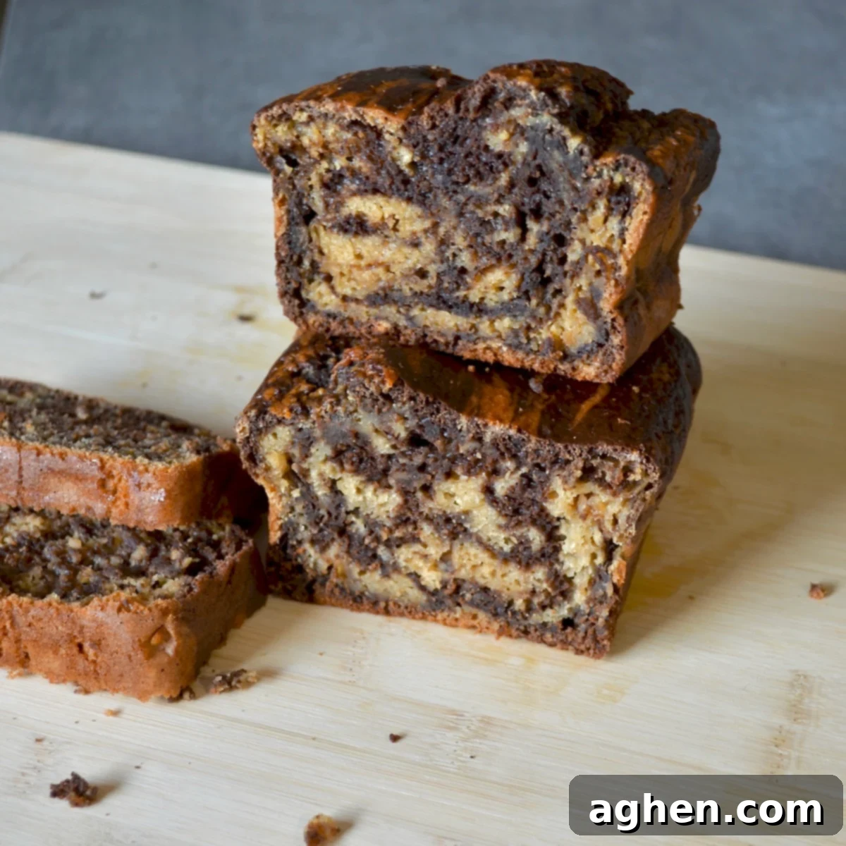 Marble loaf cake stacked