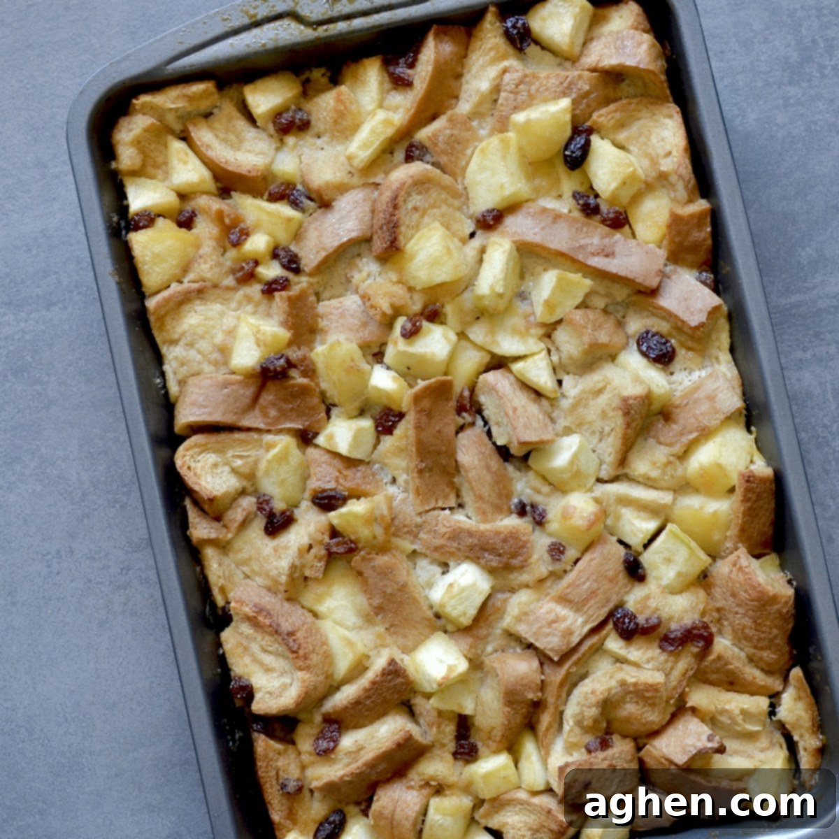 Golden brown and perfectly baked Weight Watchers apple bread pudding