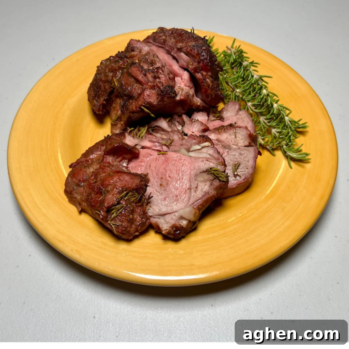 finished leg of lamb on plate