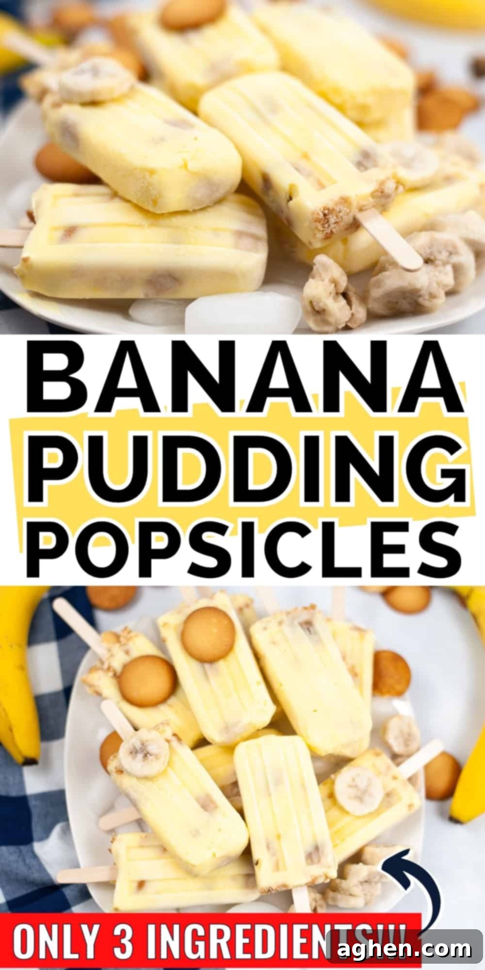 Banana Pudding Popsicles; Only 3 Ingredients!