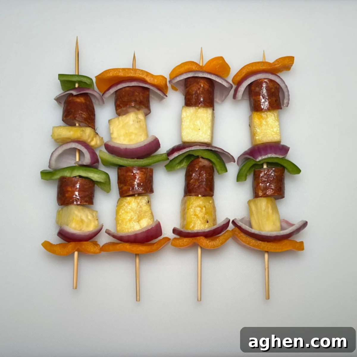 Grilled Tuna Skewers 6 Prepared sausage and vegetable skewers