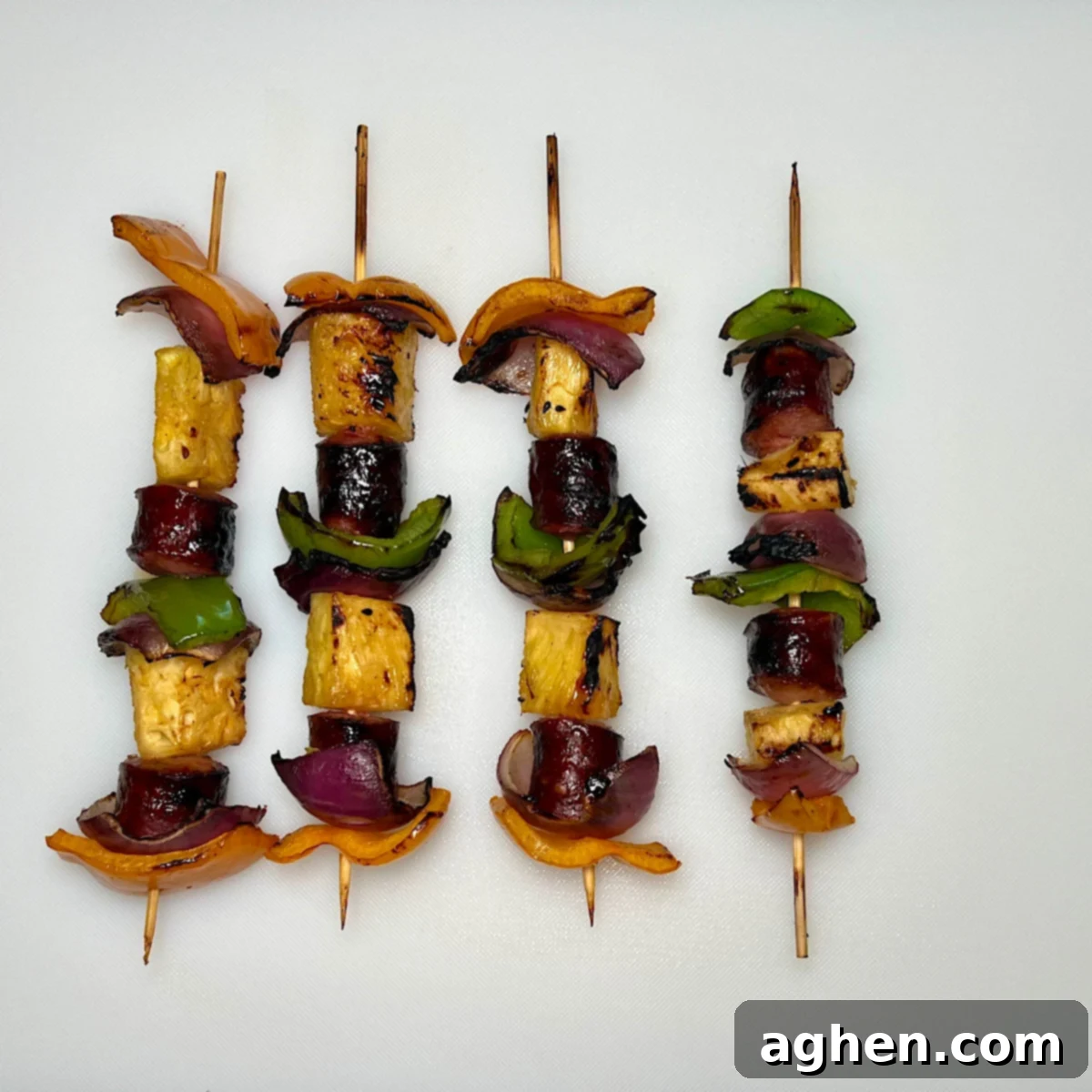 Grilled Tuna Skewers 9 Finished grilled vegetables and pineapple off the skewers