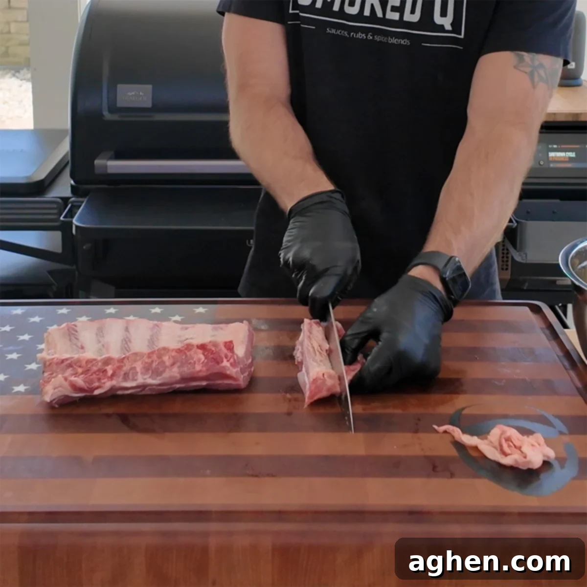 This Party Ribs Trick Is A Game Changer 4 Close-up of ribs being cut into individual party ribs