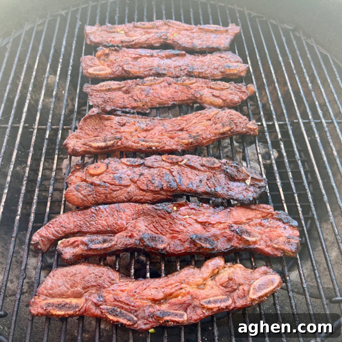 Competition BBQ Vet Reveals Korean Ribs Secrets 7 grilled Korean style ribs on grill grate