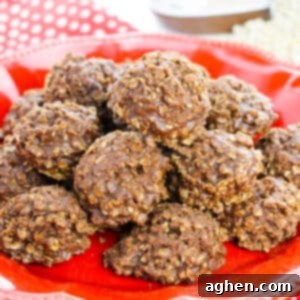 No-bake Nutella Cookies piled on a red plate, showcasing their rich chocolate hazelnut appeal.