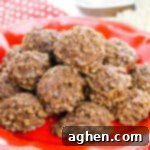 No-bake Nutella Cookies, invitingly stacked on a red plate.