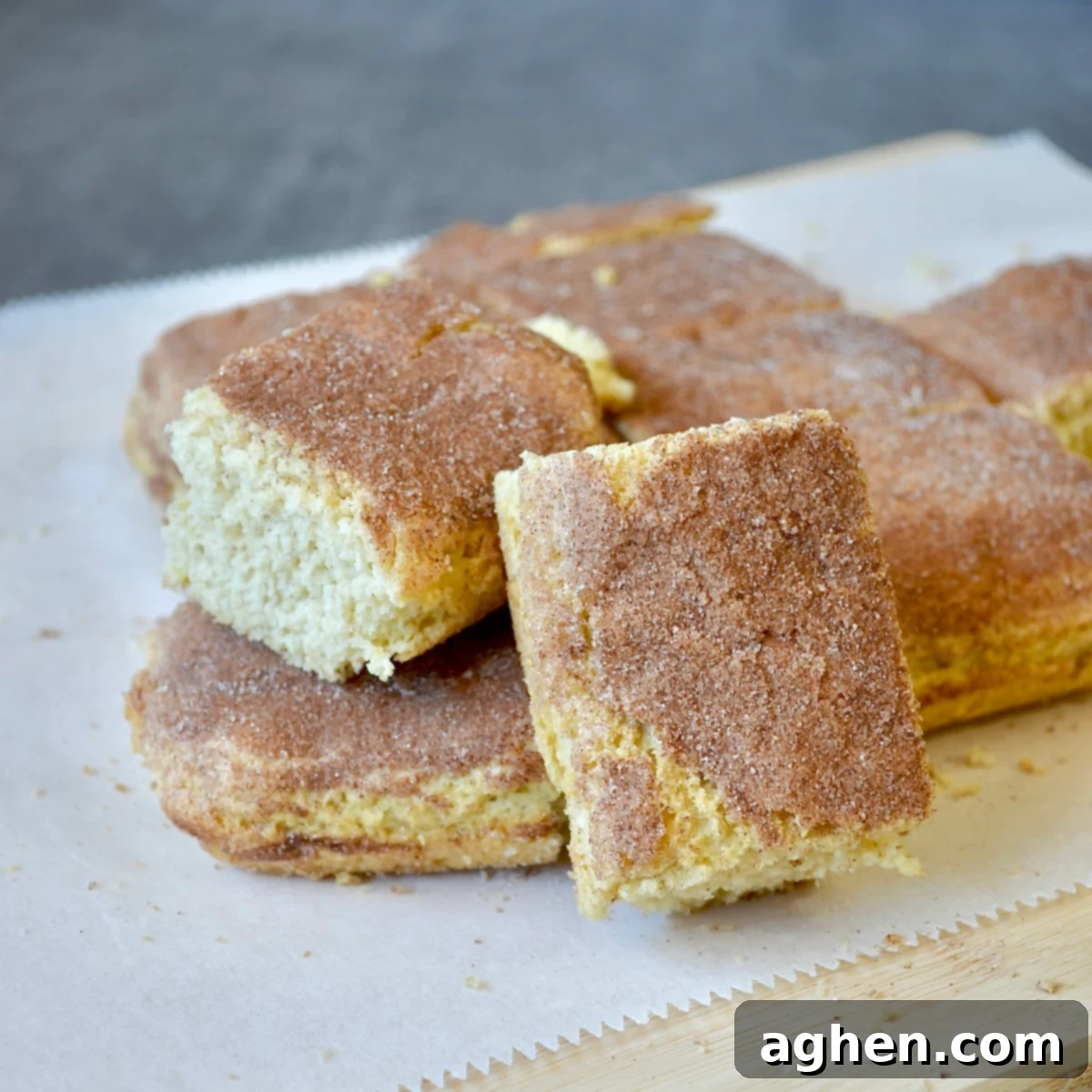 Family-Favorite Weight Watchers Snickerdoodle Bars 2 Pile of perfectly baked snickerdoodle bars, showcasing their golden brown tops and soft interiors.