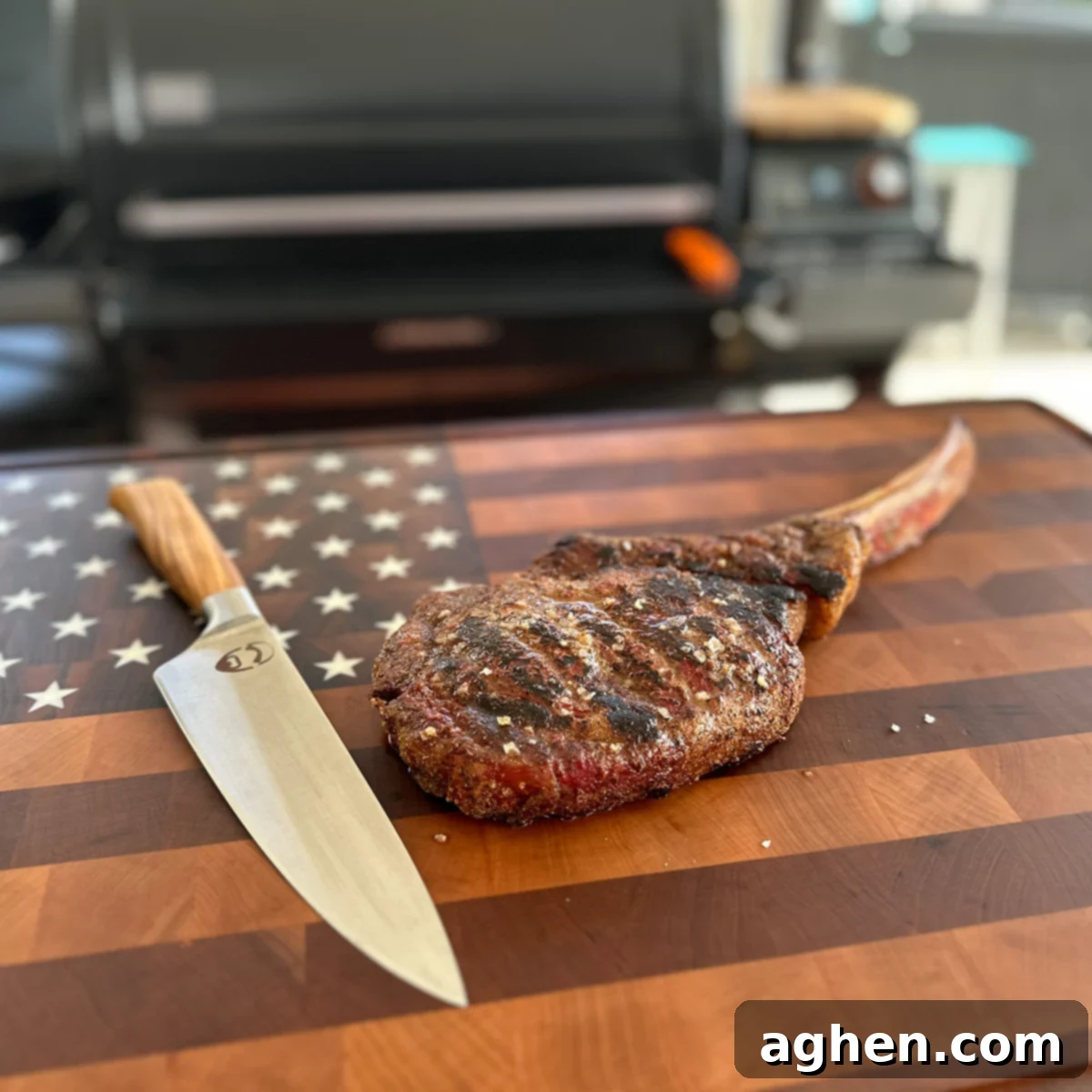 Tomahawk Steak on a Traeger grill