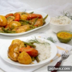 Classic one-pot honey mustard chicken and vegetabes.