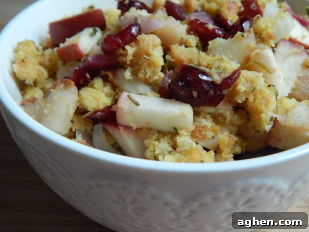 cranberry, apple, and pear stuff in white bowl