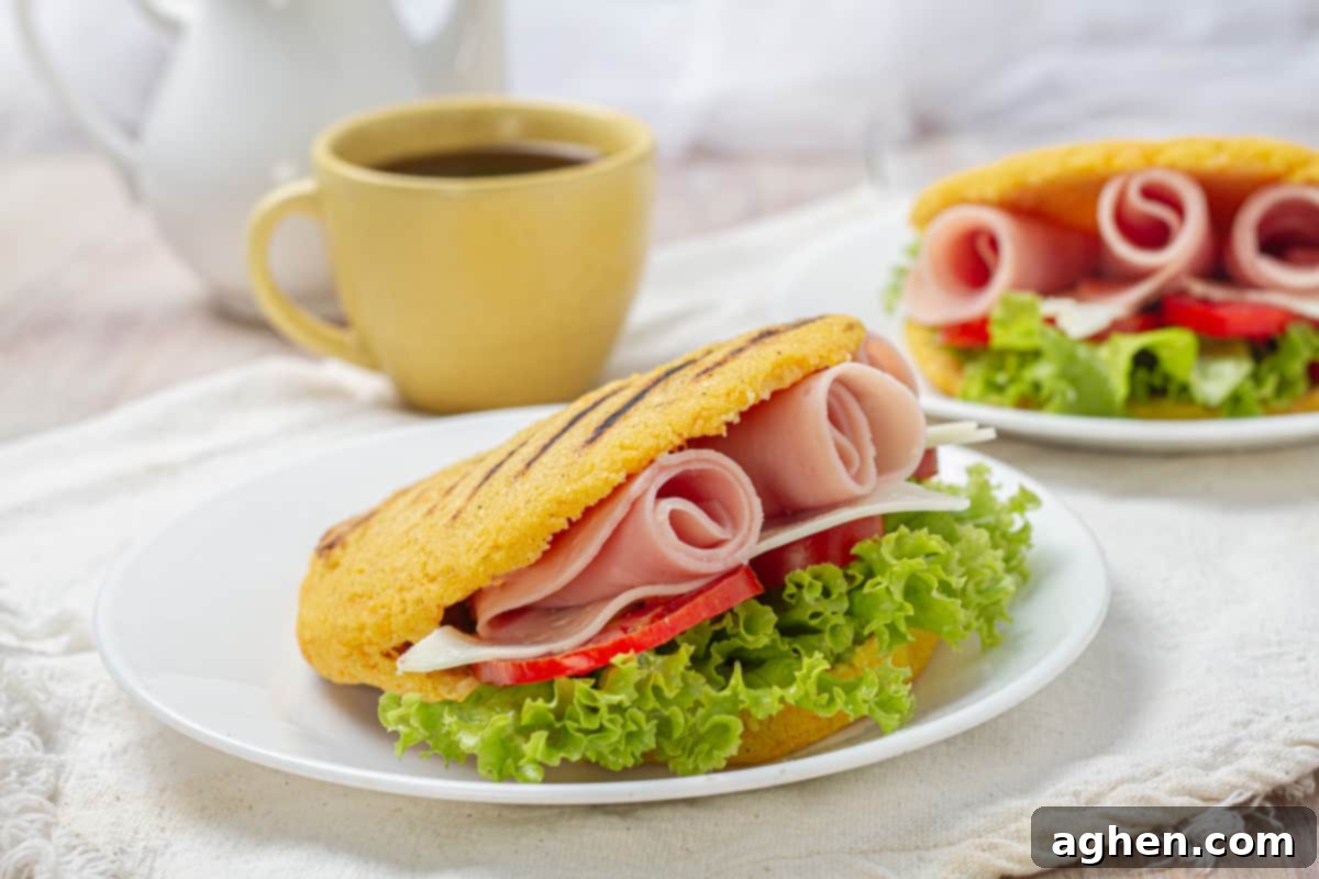 Arepas on white plate with coffee