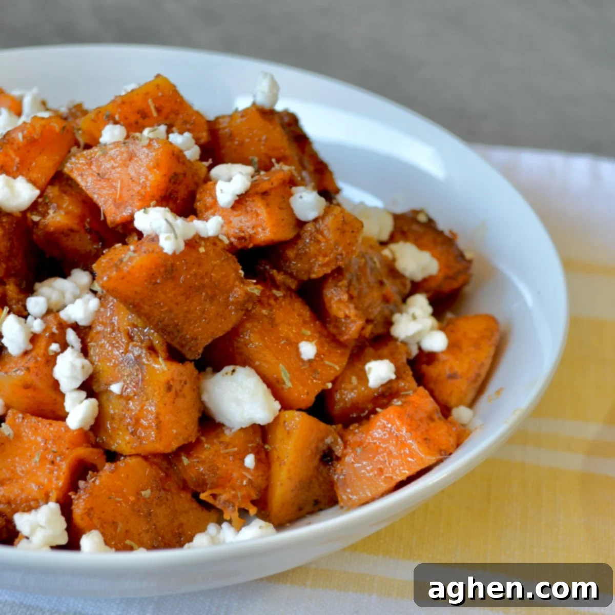 Butternut squash with feta cheese