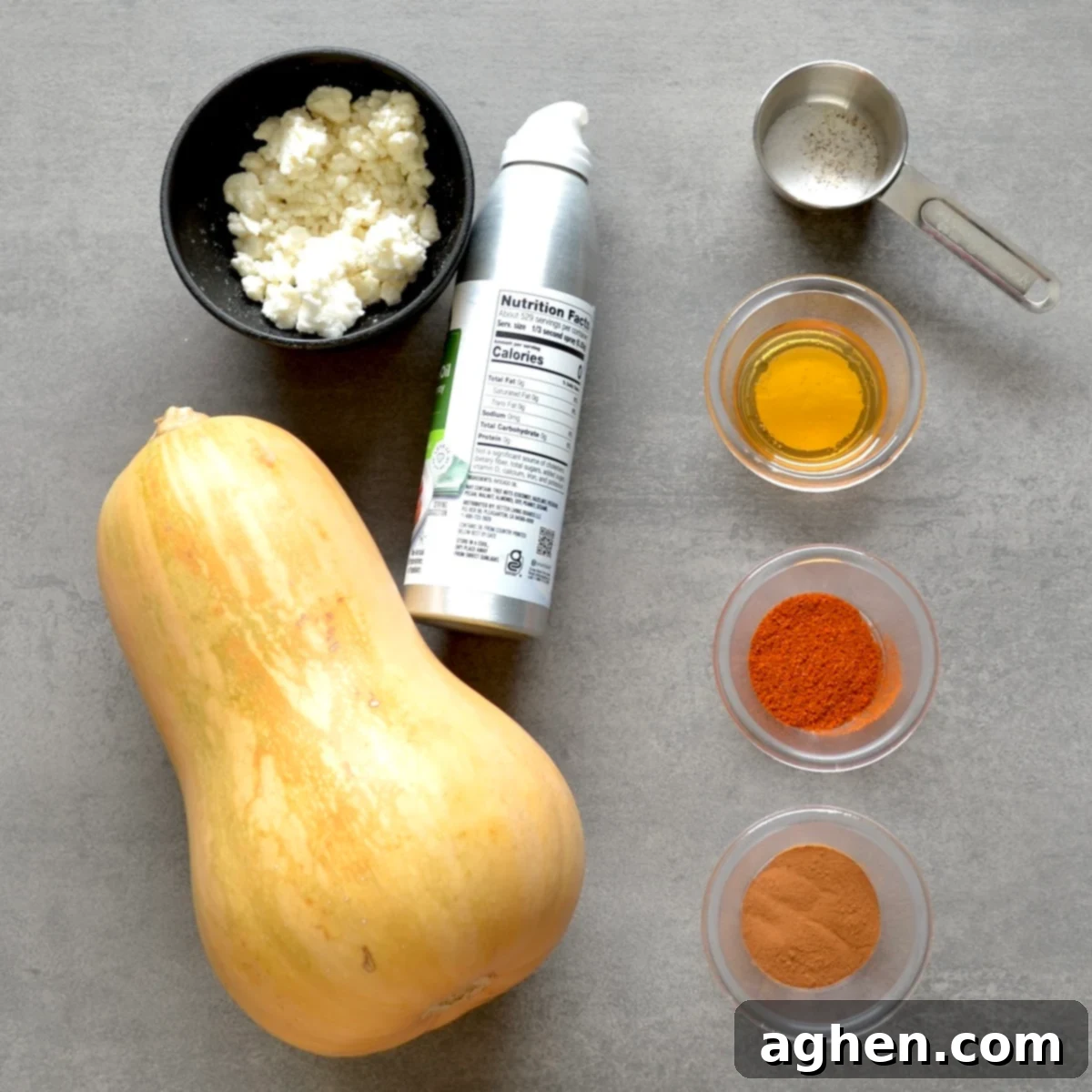 Ingredients for making honey roasted squash