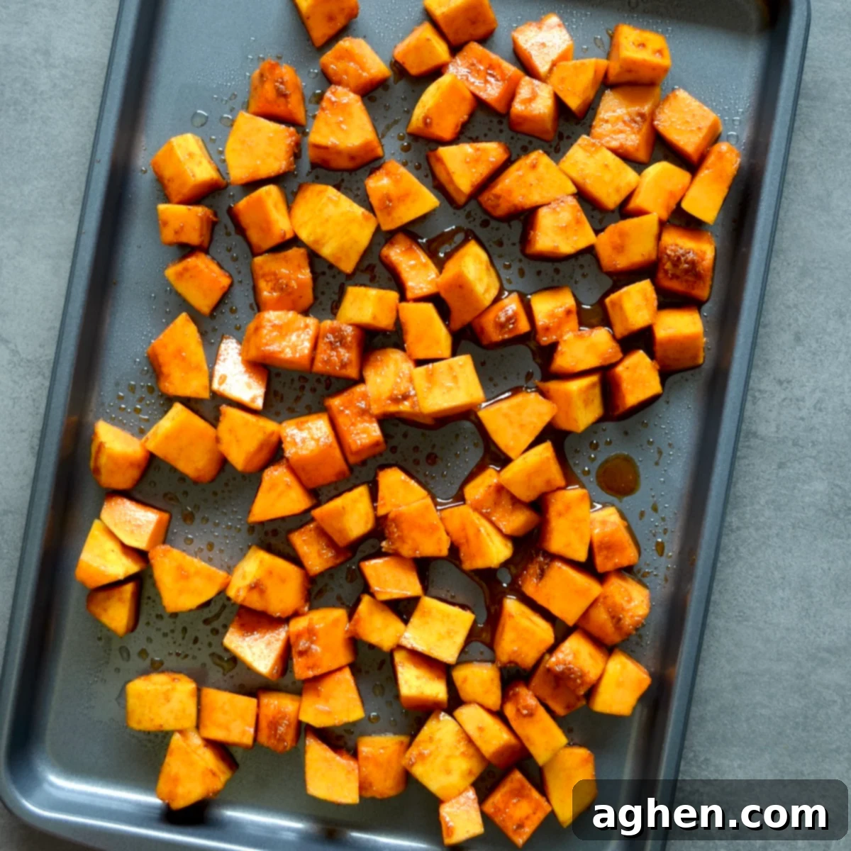 Unbaked butternut squash cubes