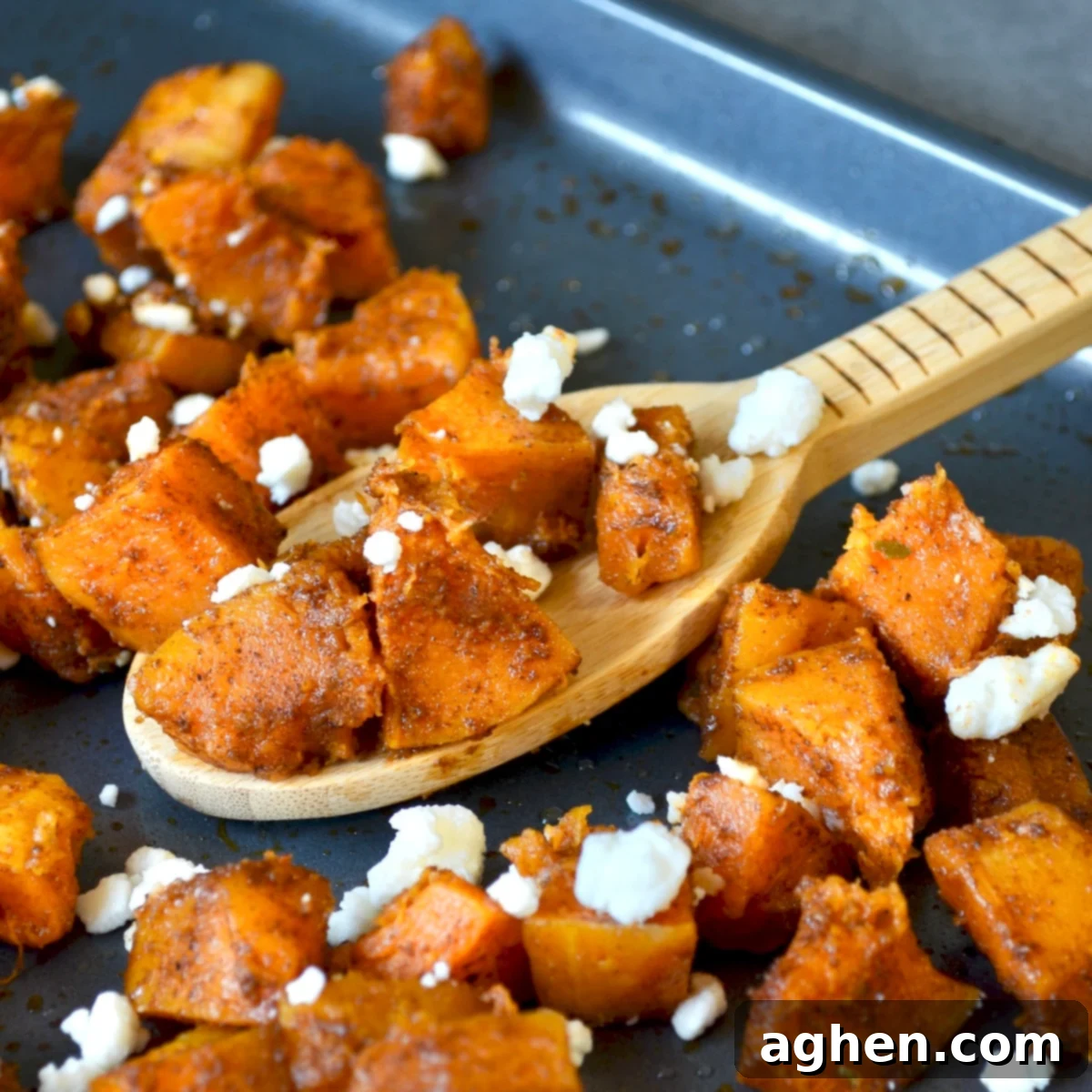 Roasted squash with feta cheese