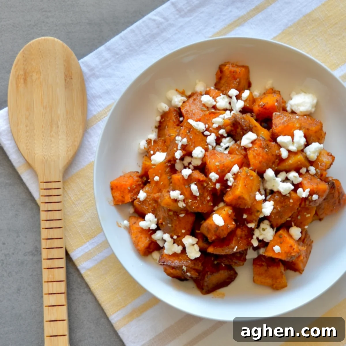 Butternut squash with feta cheese