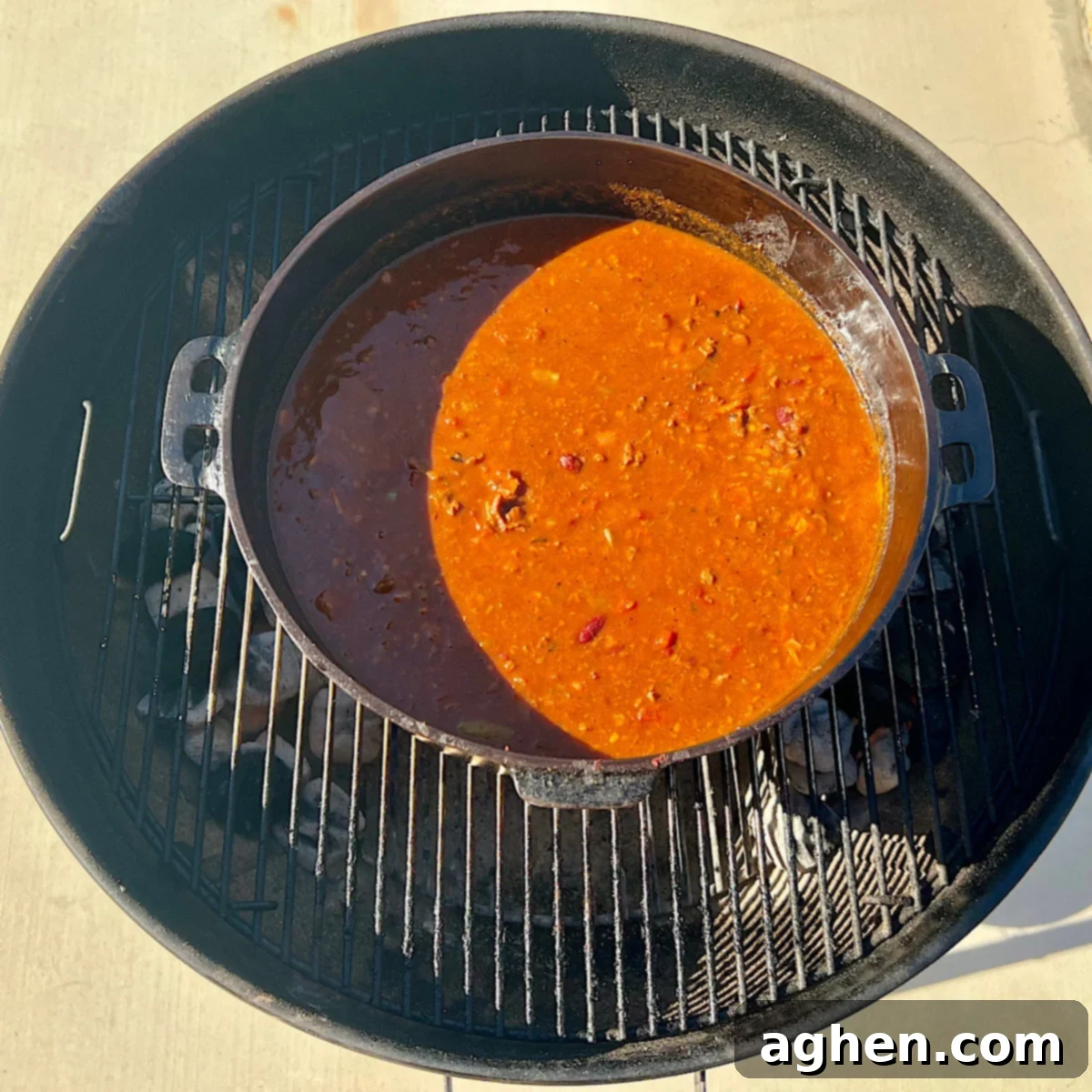 chili ready to smoke on grill grate