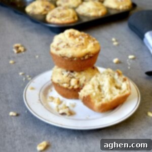 Lightened Maple Walnut Muffins 7 Muffins on a plate