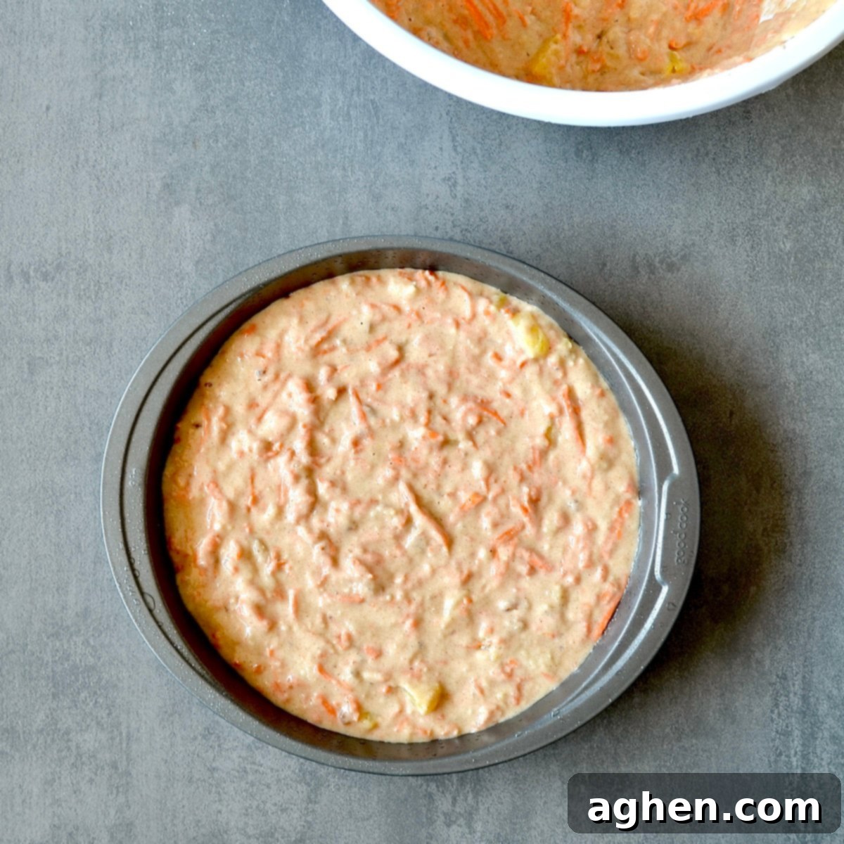 Cake batter in a pan