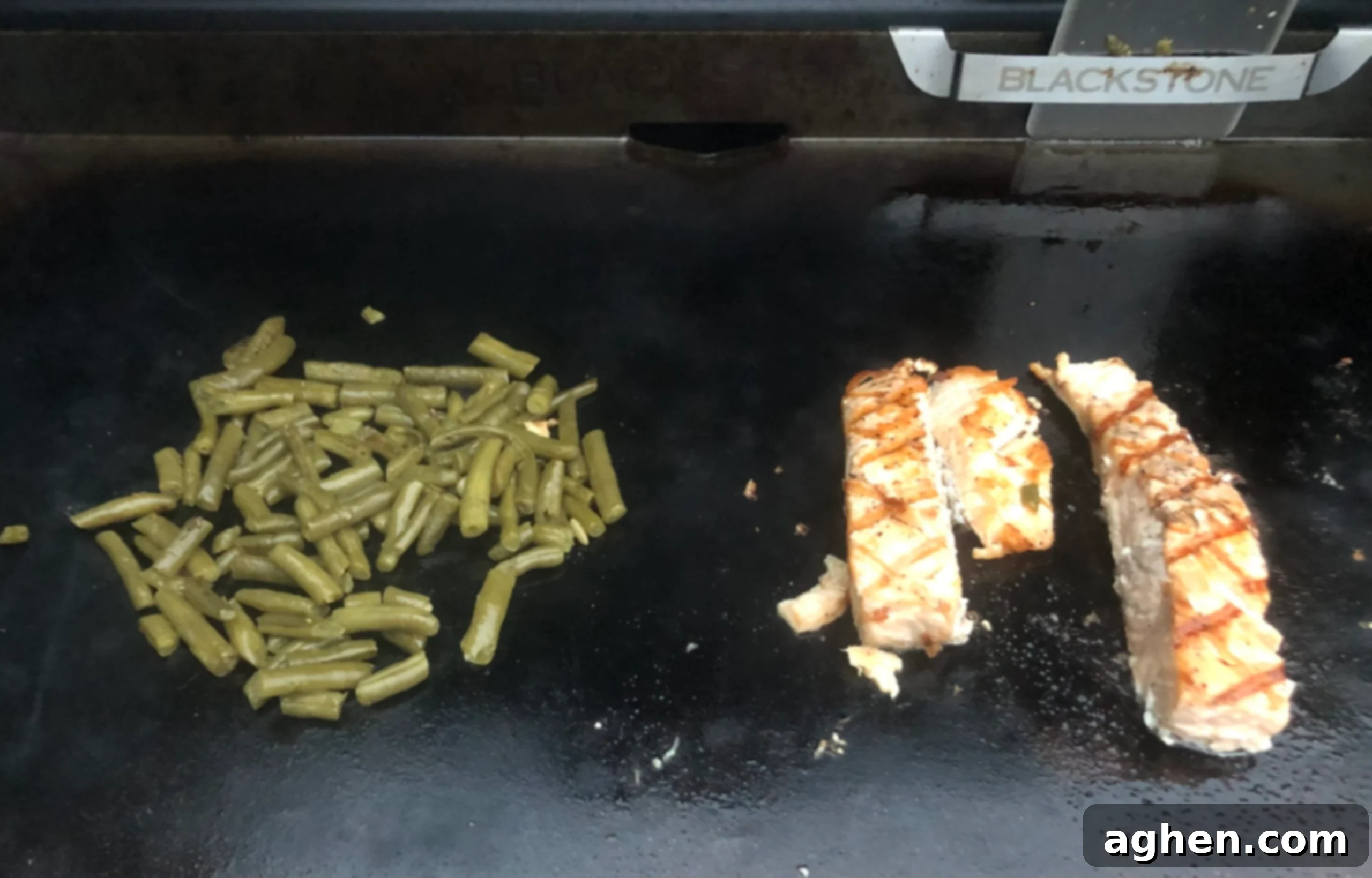 Your Blackstone Griddle The Ultimate Power Outage Partner 2 Salmon and Green Beans on Blackstone Diner during a power outage