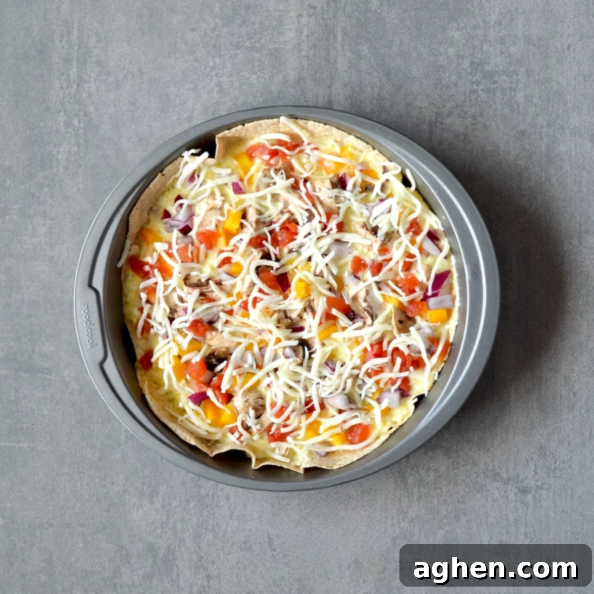 Skinny Tortilla Quiche Bake 5 Tortilla quiche before baking