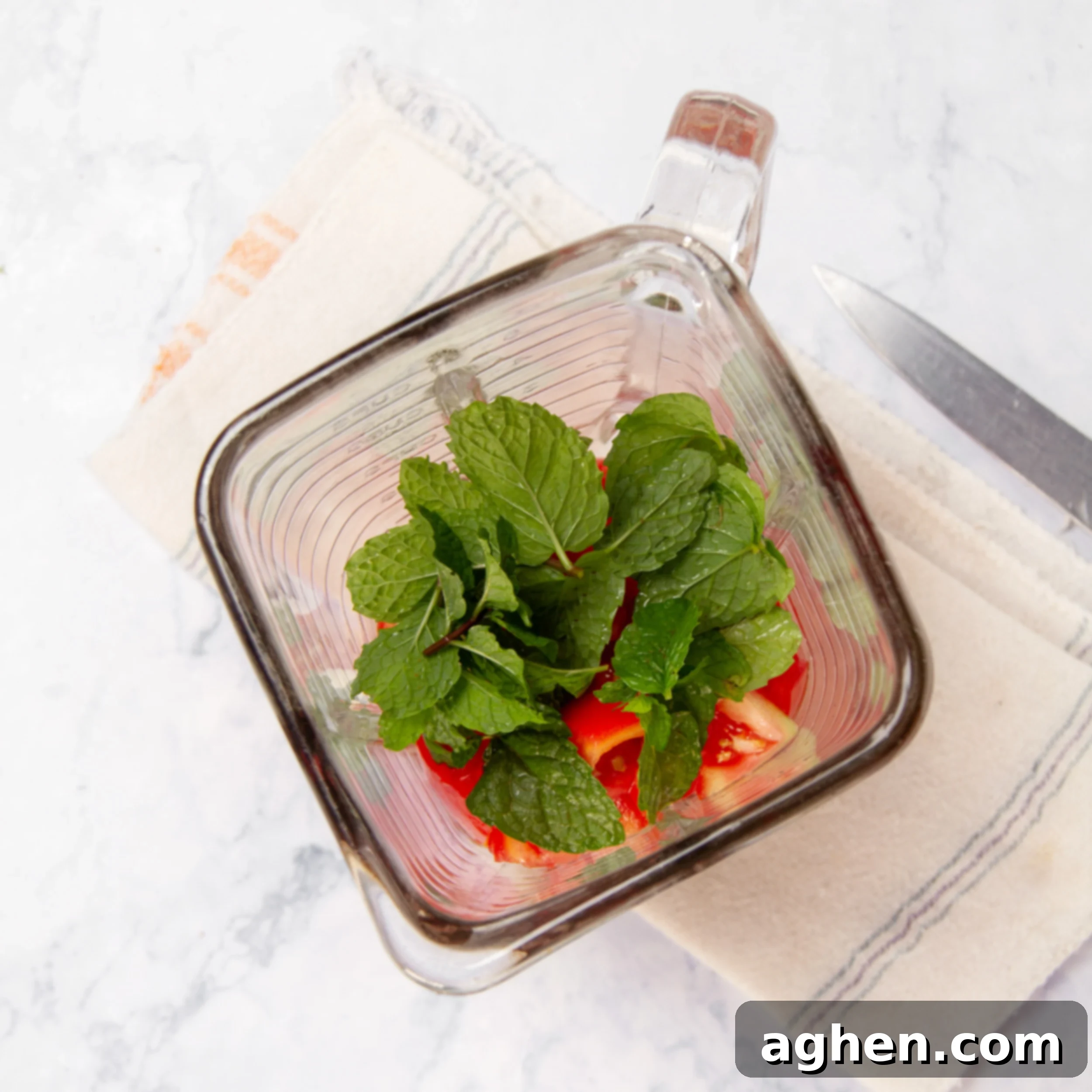 Greek Vegetable Casserole Your Weight Watchers Go-To 5 Sauce ingredients added to a blender.