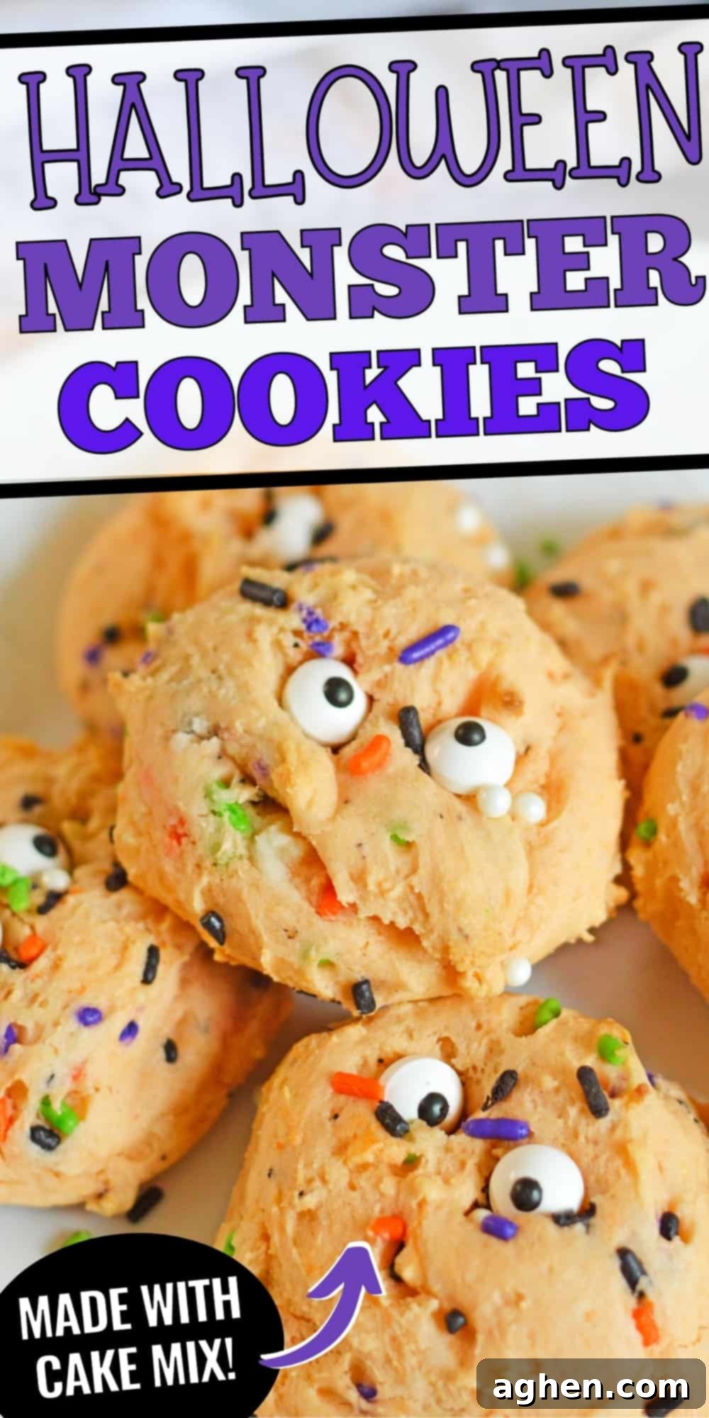 Halloween Monster Cookies with Cake Mix