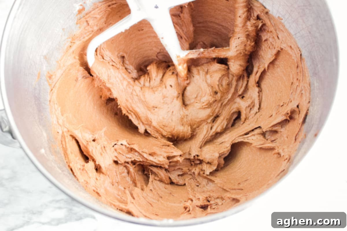chocolate cookie batter in mixer