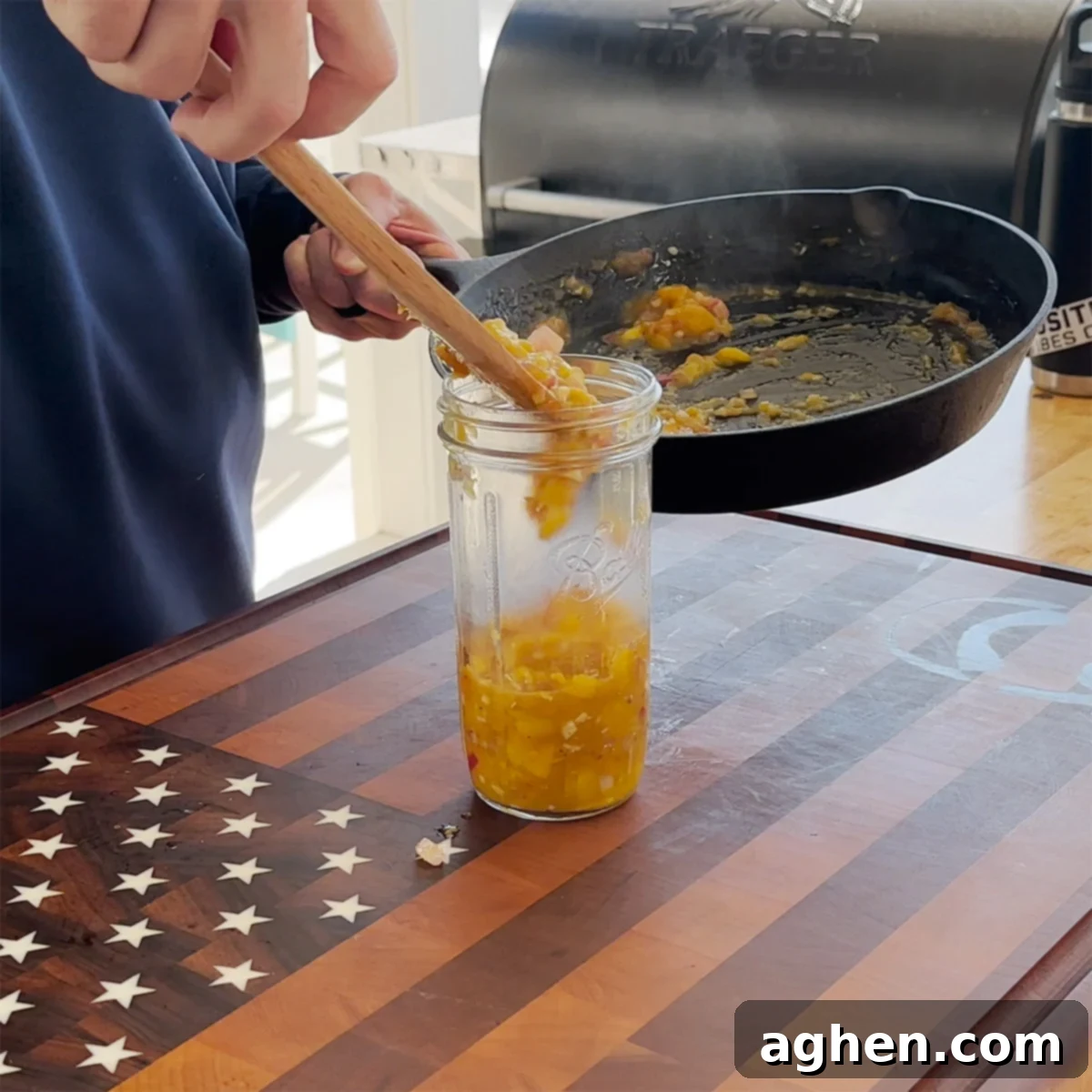 Finished Smoked Mango Chutney in a serving bowl