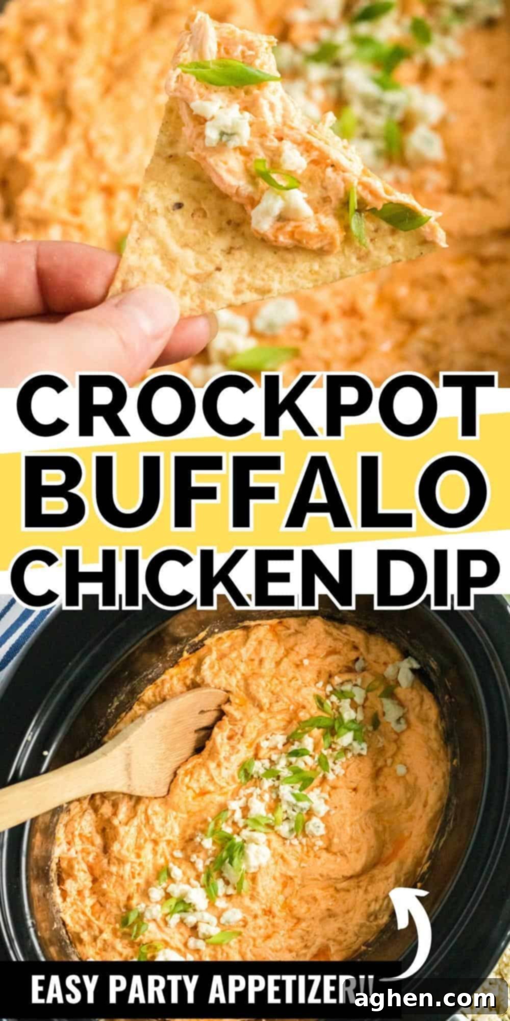 Crockpot Buffalo Chicken Dip; easy party appetizer.