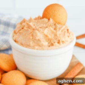 Pumpkin fluff dip served with nilla wafers for dipping