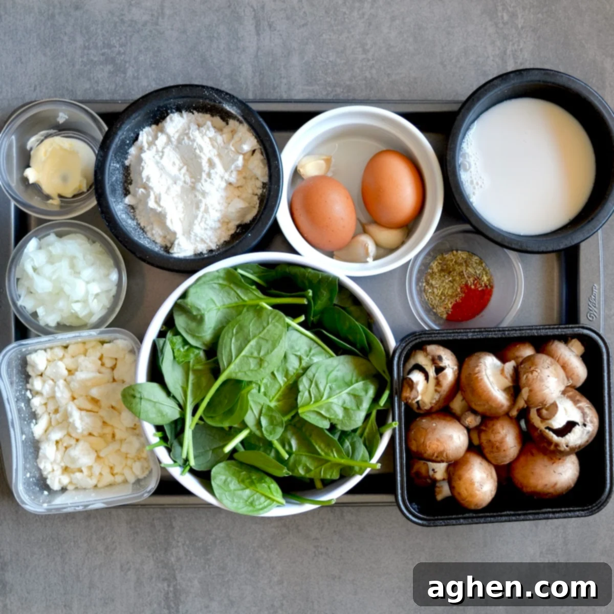 Savory Mushroom and Spinach Crepes 3 Ingredients for making crepes