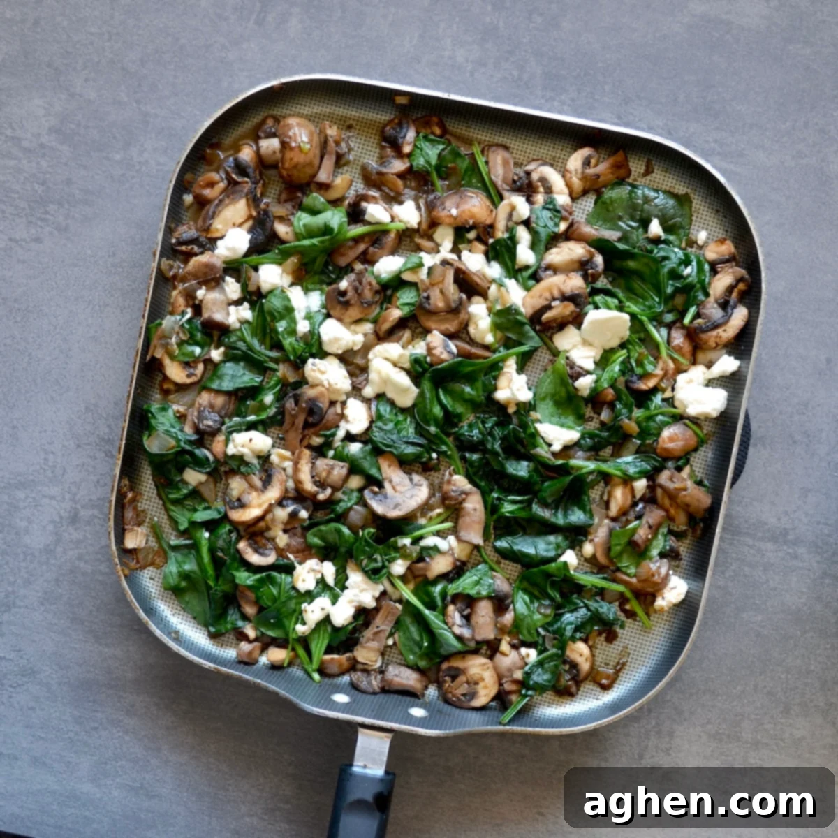 Savory Mushroom and Spinach Crepes 5 Mushroom filling with spinach