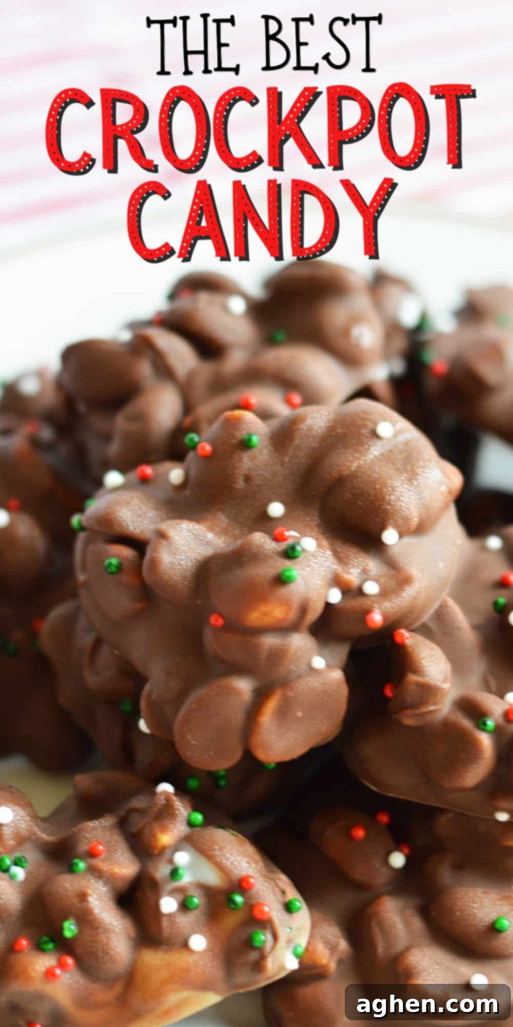 Pinterest image, reads: The Best Crockpot Candy