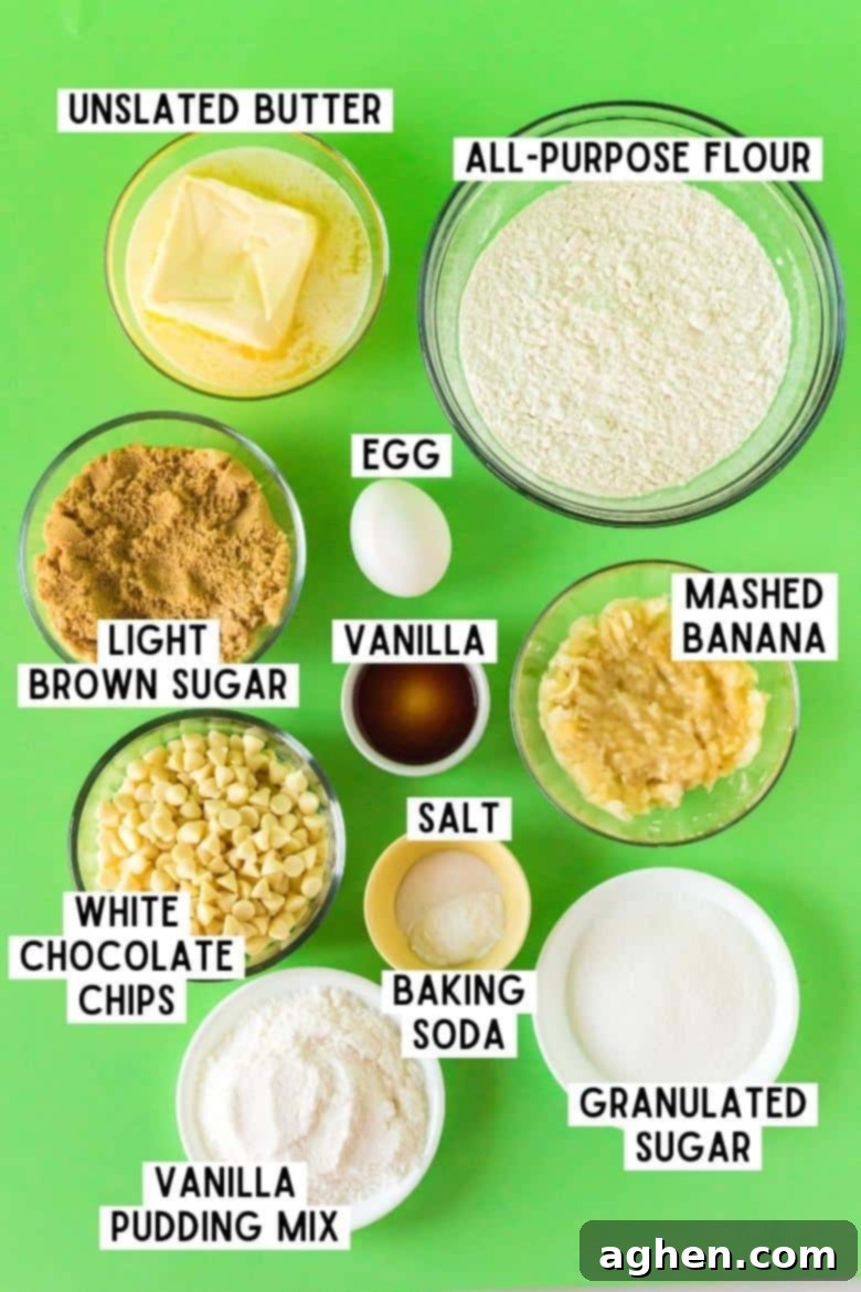 Ingredients for banana pudding cookies.
