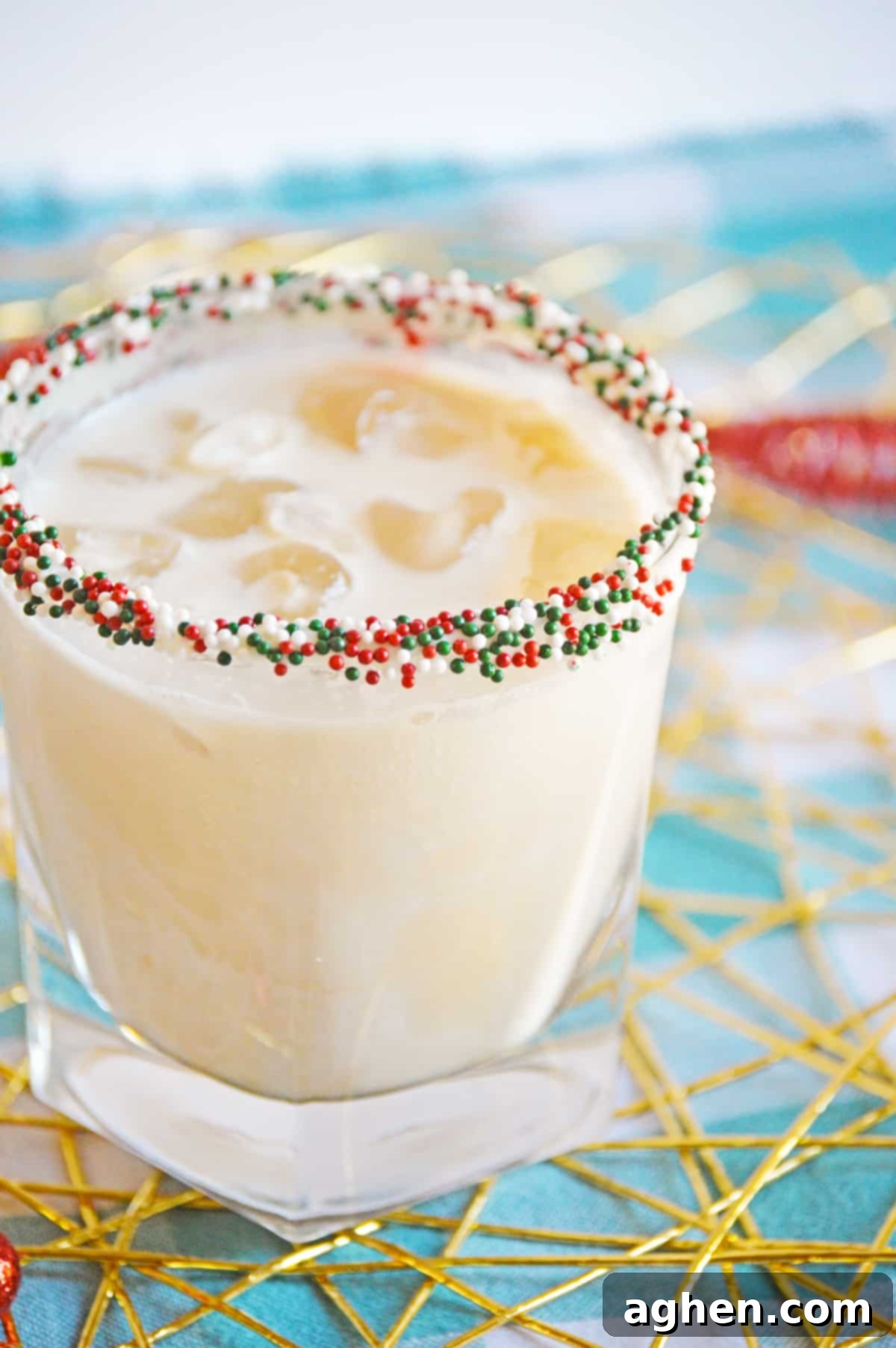 Cookie cocktail with vodka, Kahlua, and creamer, stirred and ready to be served