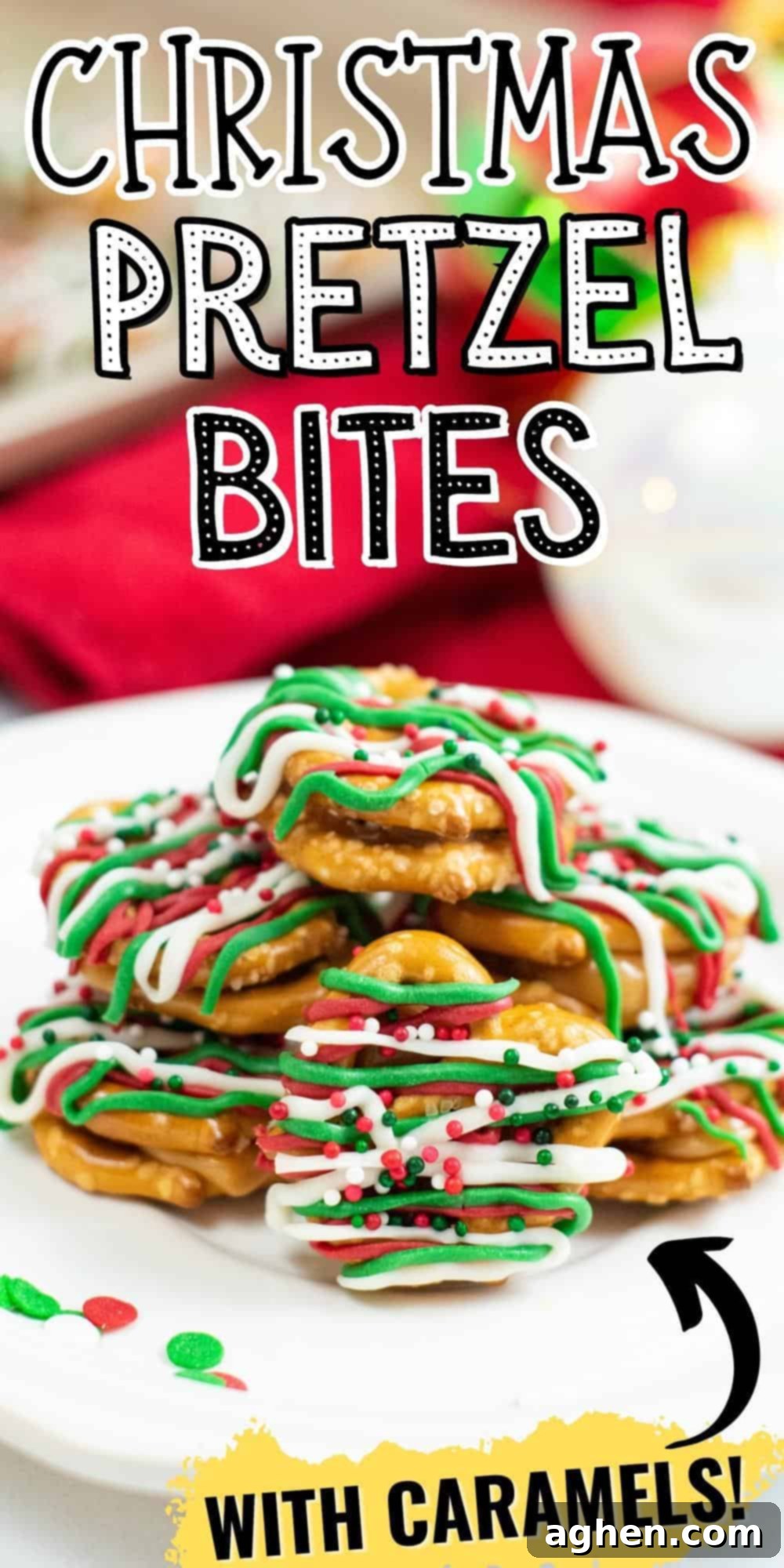Christmas Pretzel Bites, with Caramels