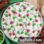 Christmas Puppy Chow with M&Ms
