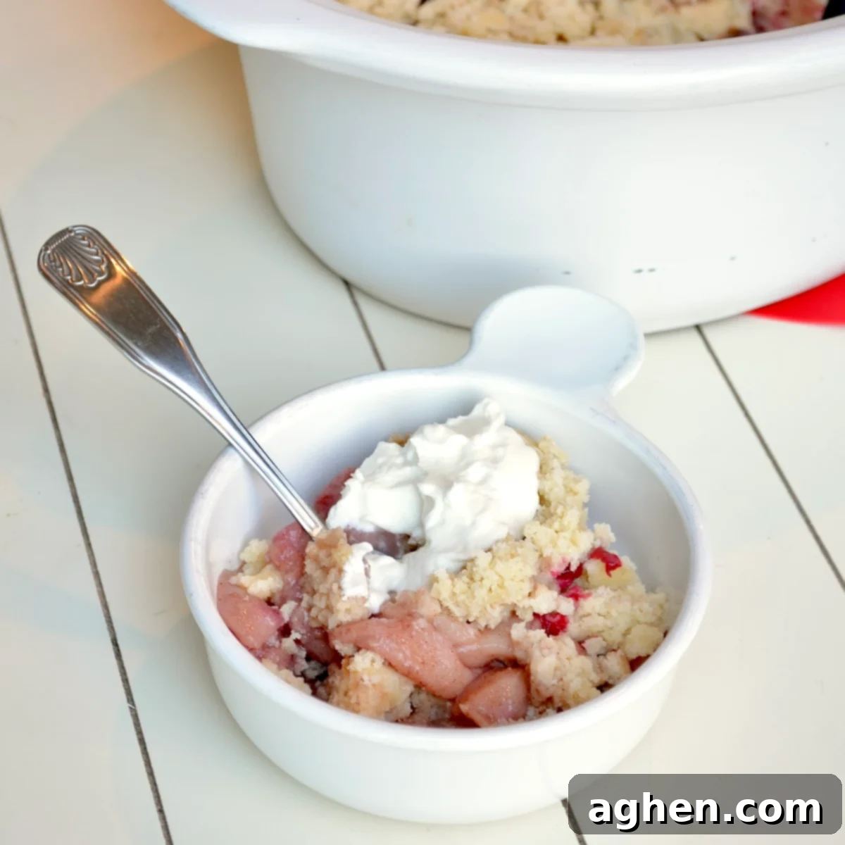 Weight Watchers Slow Cooked Cranberry Pear Cobbler 2 A beautifully cooked slow cooker cranberry pear cobbler, ready to be served