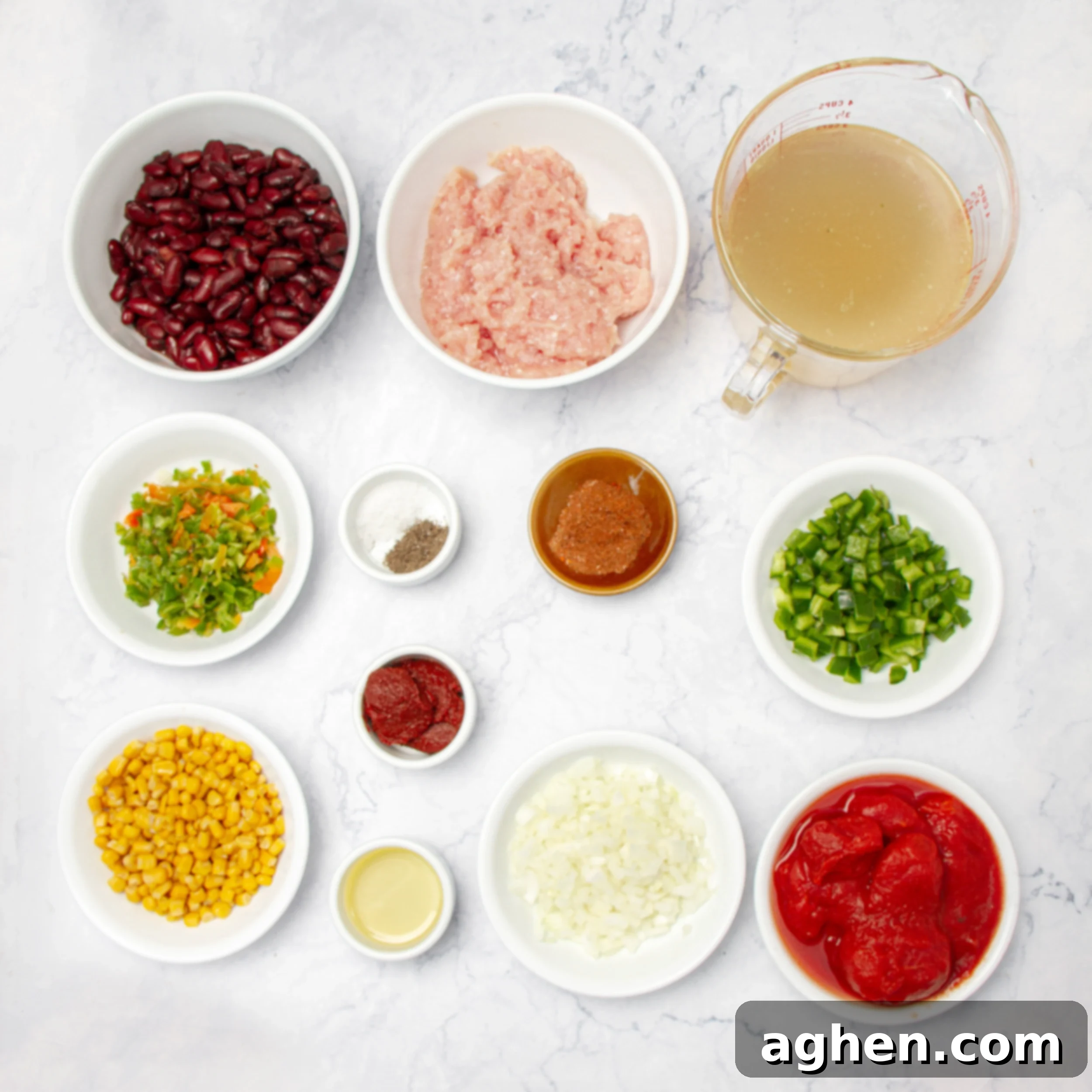 Weight Watchers Turkey Taco Soup: A Fall Favorite 3 A collection of fresh turkey taco soup ingredients laid out in separate dishes.