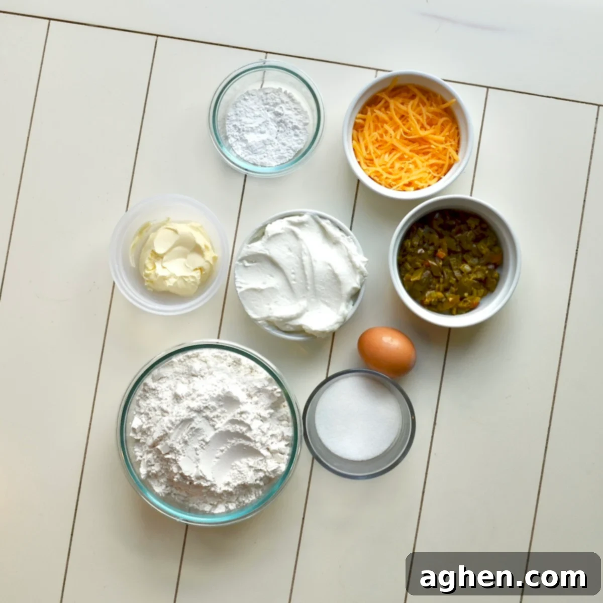 Ingredients for making cheddar biscuits
