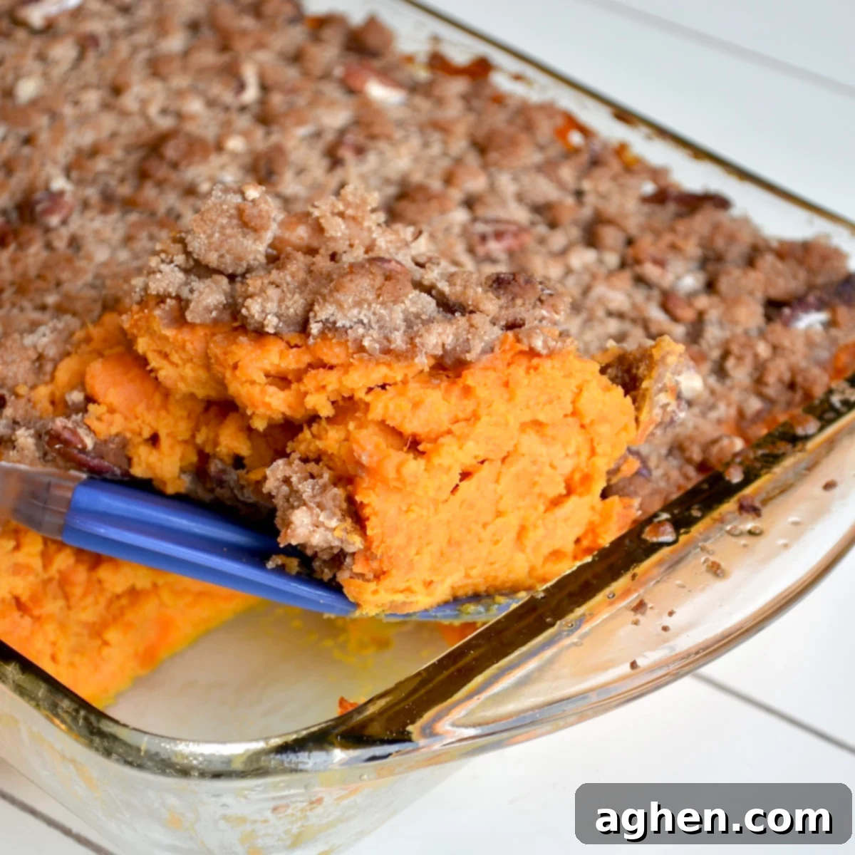 The Lightened Holiday Classic: Weight Watchers Sweet Potato Souffle 2 Sweet potato souffle ready to be served at a holiday gathering.